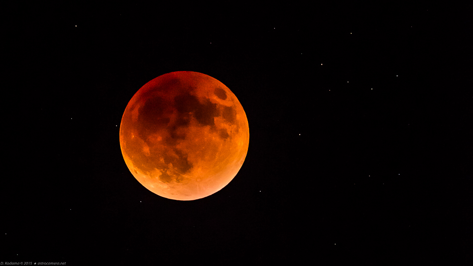 Telescopic view of eclipsed moon